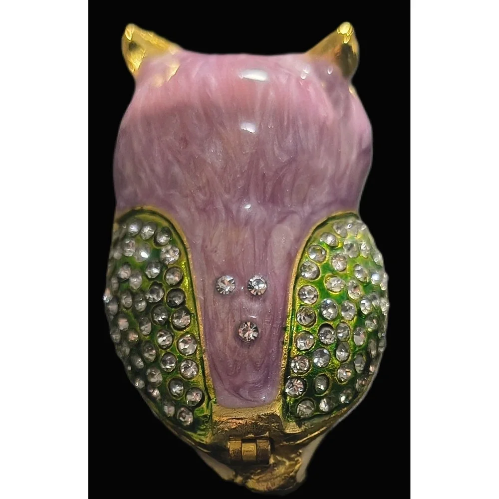 Vintage Owl Trinket Box, 1.75 x 1 x .5,‎ Purple and White